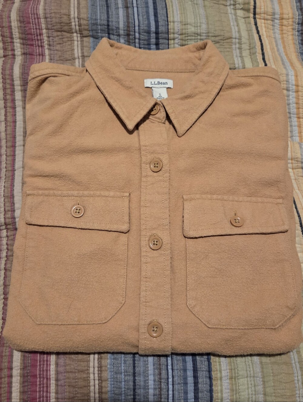 L.L. Bean Women's Heritage Chamois Shirt Tan Size Small